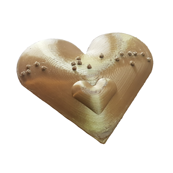 Cœur Je t'aime en bronze en Braille imprimée en 3D Kinital® Shop.Kinital.com